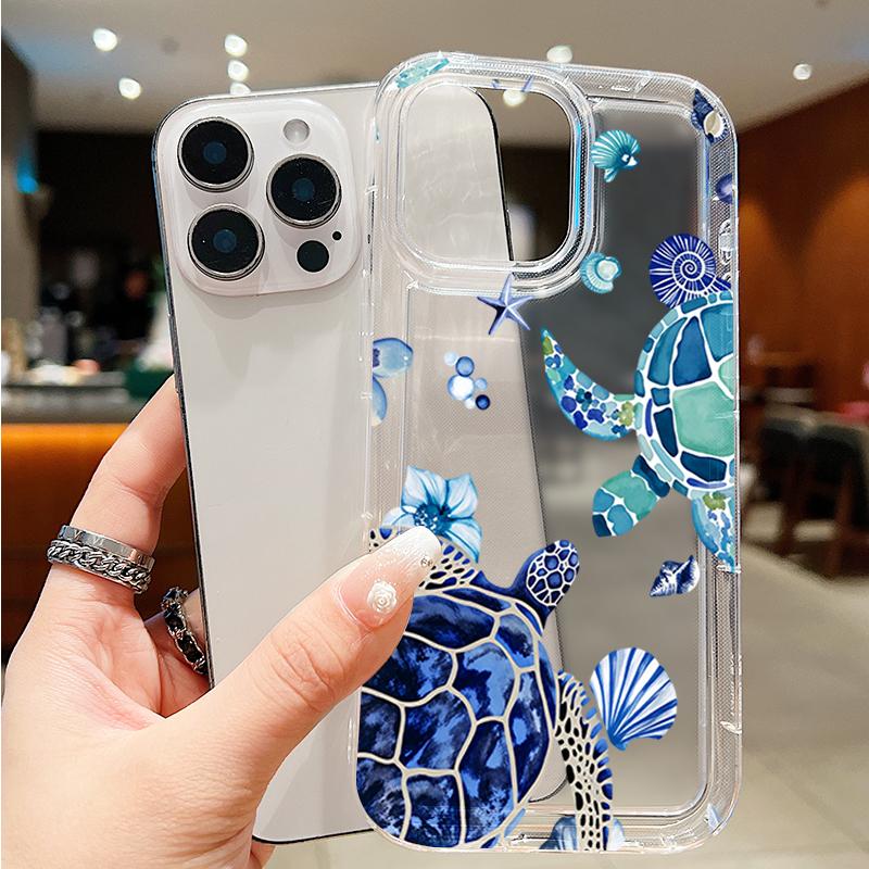 Coque de téléphone transparente avec deux tortues marines bleues pour Samsung Galaxy S26 Ultra S25 S24 S23 S21 Plus S22 FE A15 A35 A55 A14 A34 A54