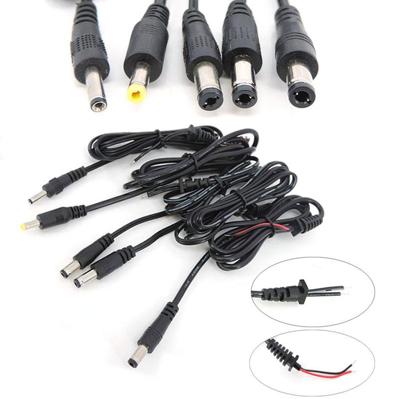 1M 2pin Output Power connector Cord DC Male Plug Adapter repair diy Cable 5.5*2.5mm 5.5x.2.1mm 4.0*1.7mm 3.5*1.35mm pigtail cord