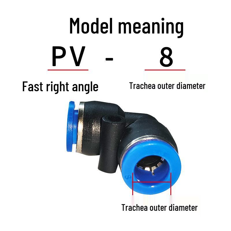 Rechtwinkliger Pneumatik-Luftschlauchverbinder 90° Kunststoff-Winkelstück PV-4/6/8/10/12/16 Schnellstecker