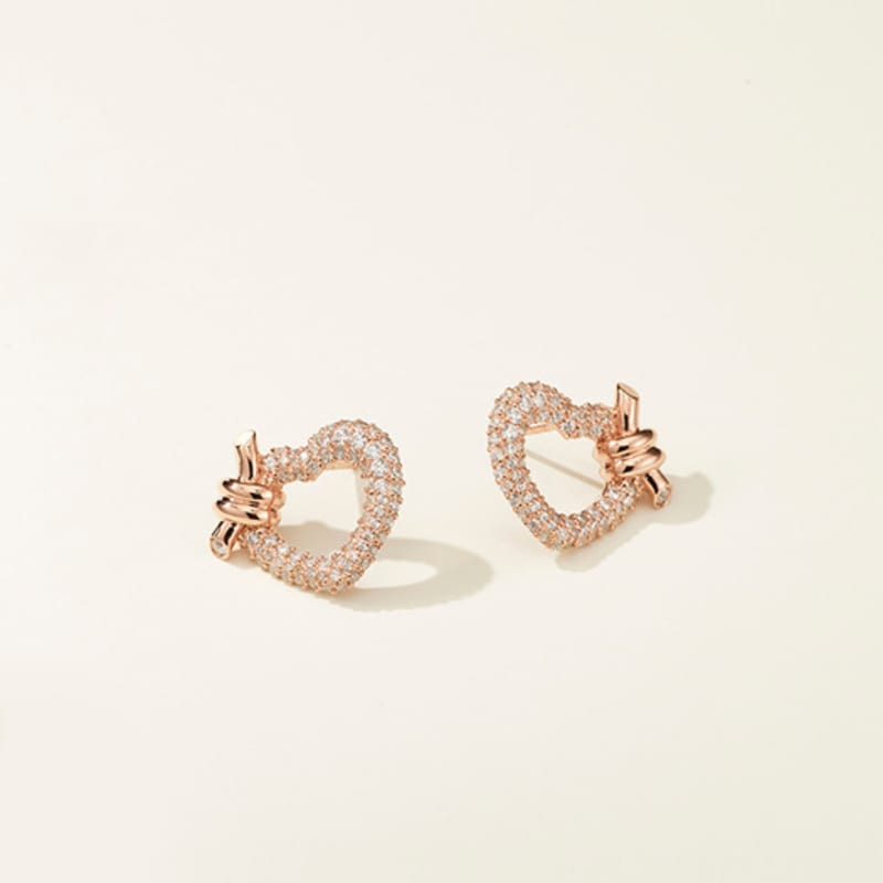 METROCITY JEWELRY Cuore Sterling Silver Rose Earrings A231SE0001RPA