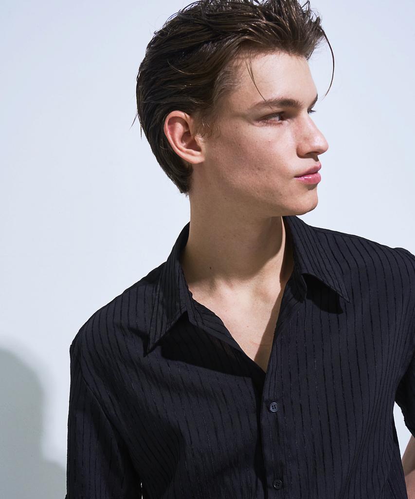 Pekeu Pinstripe Short Sleeve Shirt (Black)