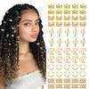 32/40/60Pcs Dreadlock Hair Accessories, Hollow Carved Hair Rings, Open Design Easy to Wear Hair Cuffs for Festivals Parties
