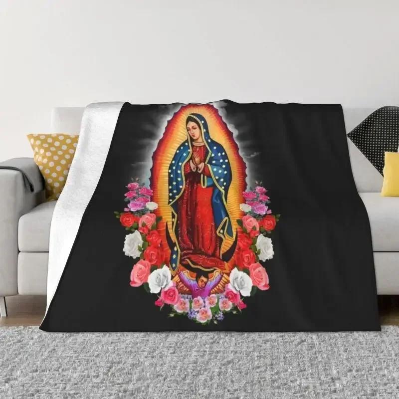 Virgin Mary Blanket 3D Printed Soft Flannel Fleece Warm Catholic Christian Throw Blankets for Car Bed Sofa Bedspreads