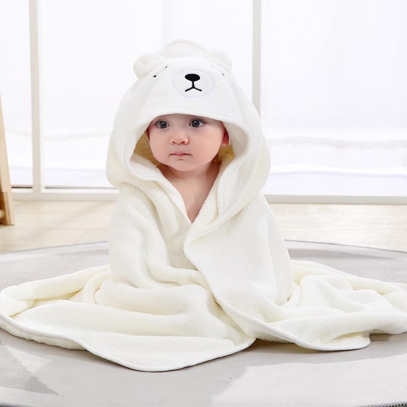 Cartoon Baby Bath Towels for Body Hooded Coral Fleece Kids Bathrobe Newborn Swaddle Wrap Baby Blankets for Girls Boys