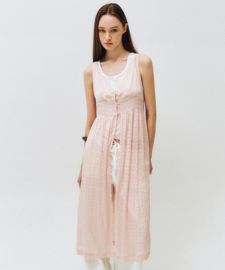 Cita Sheer Button Layered Dress_Ctop709(Pink)