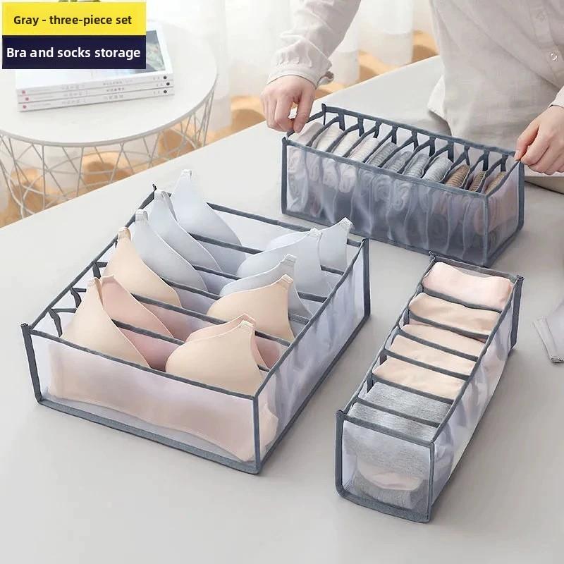 Storage Set, Mesh Divided Underwear Storage Box, Wardrobe Drawer Storage Artifact, Sorting Bag, Socks, Underwear Multi Grid Storage