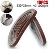 10 Piece Sanding Belt Set 25*330mm Grit 40 to 1000 for Angle Grinder