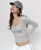 Peullijeunopallou Mov Shirring Long Sleeve Top (Ash Gray)