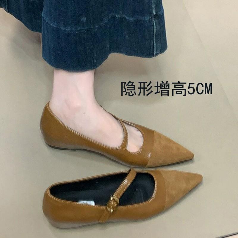 Fashion New Style Popular Pointed Toe Women Mary Janes Shoes Fashionable Shallow Buckle Shoes Ladies Casaul Dress Low Heel Leather Shoes