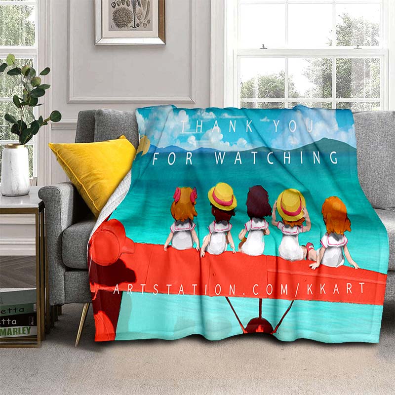 Howl's Moving Castle Blanket Japanese Manga Master Hayao Miyazaki Works Cartoon Blanket Warm Soft Bedspread Flannel Blanket Home Decor
