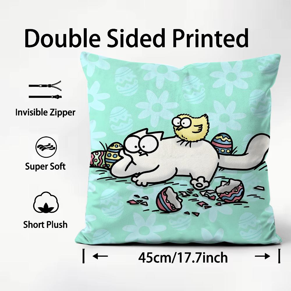 Anime S-Simons C-Gatto Cuscino Carino Copricuscino Tessuto Peluche Morbido Stampato Double-Sided Divano Caldo Inverno Regalo Casa Copricuscino