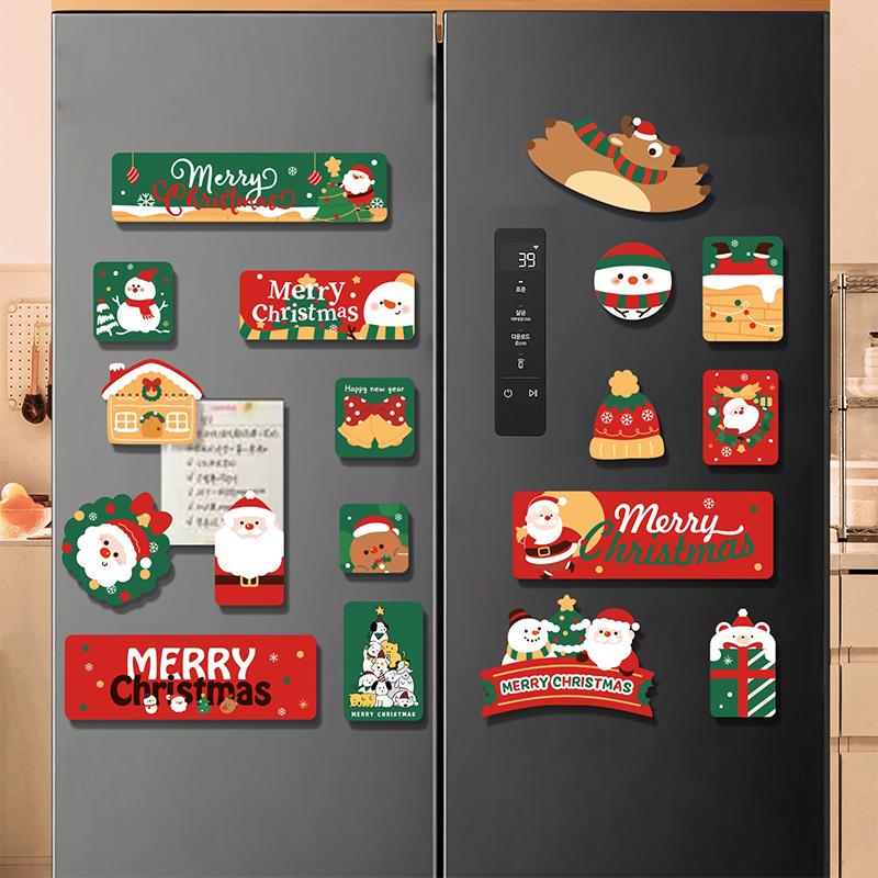 Artistic Christmas Fridge Magnet Collection - DIY Designs of Santa, Snowman and Christmas Tree - Perfect Kitchen Present