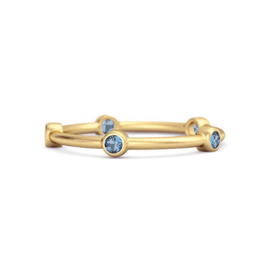 London Blue Topaz Minimal Stackable Band Ring - 925 Sterling Silver Gold Vermeil