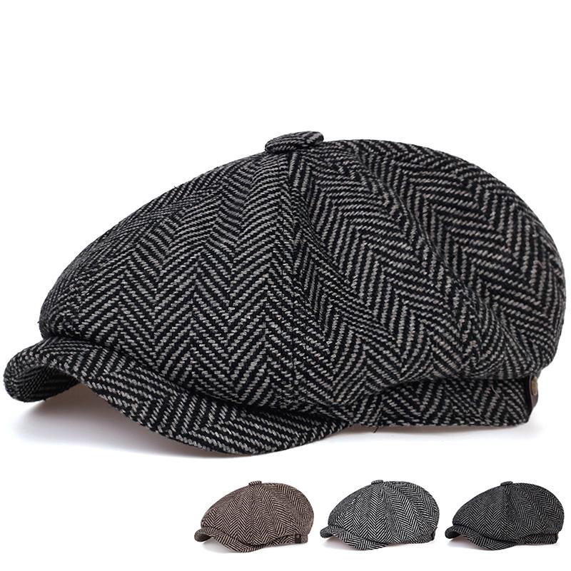 Fashion Wool Newsboy Caps Mens Herringbone Flat Caps Women Men British Painters Hats Soft Autumn Winter Caps Hats Casquette