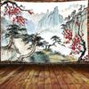Japanese Mountains And Cherry Blossom Tapestry Sakura Village Aesthetic Art Bedroom Wall Hanging Anime Landscape Tapestry