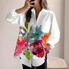 Ink Floral Print Elegant Cardigan Pocket Shirt Top Casual