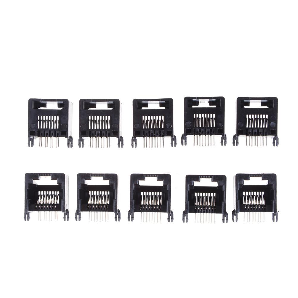 10pcs/lot RJ45 8P8C Computer Internet Network PCB Jack Socket Black,Gray