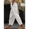 Casual Wide Leg Pants with Elastic Waistband and Solid Color Print