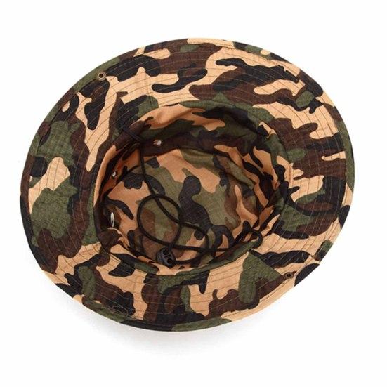 Fisherman Hat Wide Brim Adjustable Sun Protection Hat Camouflage Pattern Camping Hat for Outdoor Hiking Fishing