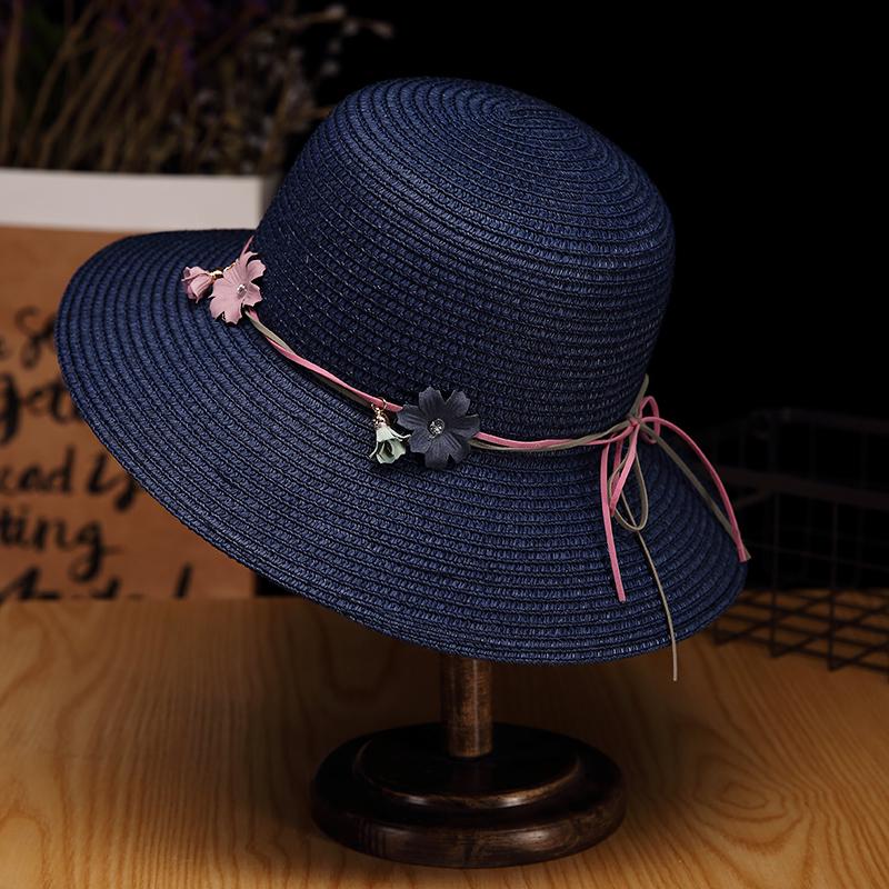 Women's Foldable Summer Beach Hat - Large Brim, Anti-UV, Floral Straw Sun Protection Hat