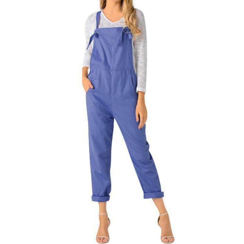 Salopetă Elegantă de Bumbac cu Nasturi pentru Femei Pantaloni Conici Trendy Casual În Mai Multe Culori