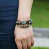 Bracelet unisexe en Faux cuir, fait à la main, œil turc, réglable, bijoux