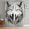 2pcs- Sketch Wolf Head Polyester Curtains, Pole Bag Curtains 42*84, Bedroom, Living Room, Home Room Decoration