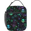 Symbols Skulls Insulated Lunch Bag with Detachable Buckle Handle Portable Thermal Lunch Box Reusable Tote for Women Men
