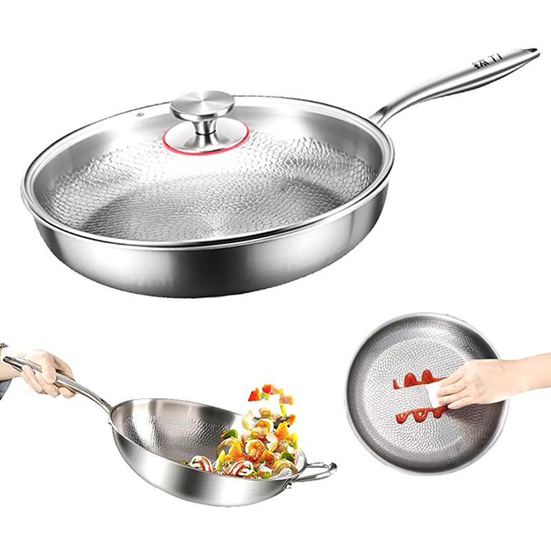 Titanium Hammered Pan Pro With Lid Titanium Pans For Cooking Durable Scratch Resistant Non Stick Titanium Nutri Pan For Cooking