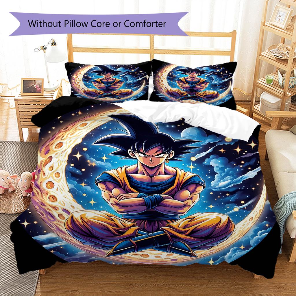 Son Goku Rašto Patalynė, Antklodės Komplektas Antklodės Užvalkalas Pagalvės Užvalkalas Namų Gimtadienio Dovana (1 * antklodės užvalkalas + 2 * pagalvės užvalkalai, be šerdies)