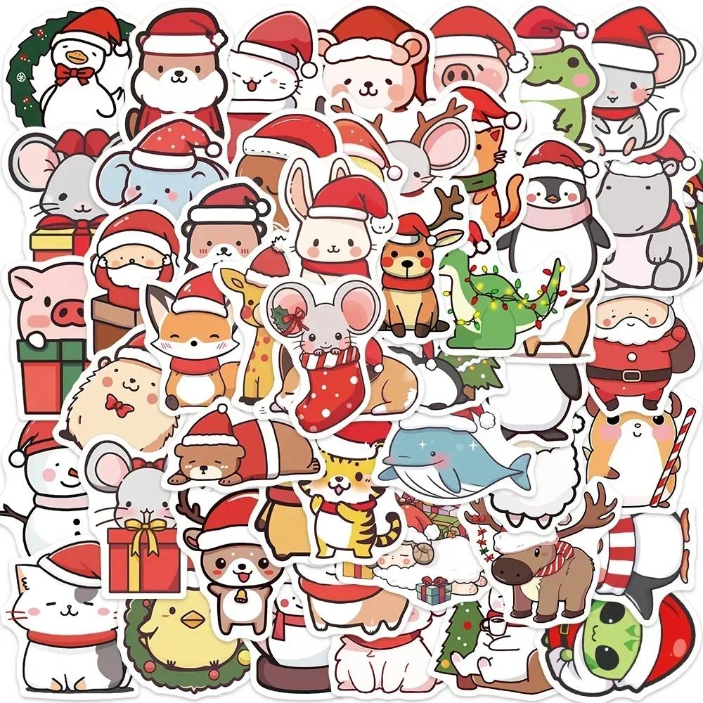 Kinder Weihnachten Aufkleber Cartoon Tier Santa Hut Aufkleber Student Schreibwaren Notebook Handy Aufkleber