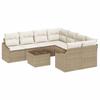 9 Piece Sofa Set with Cushions Beige and Cream Poly Rattan