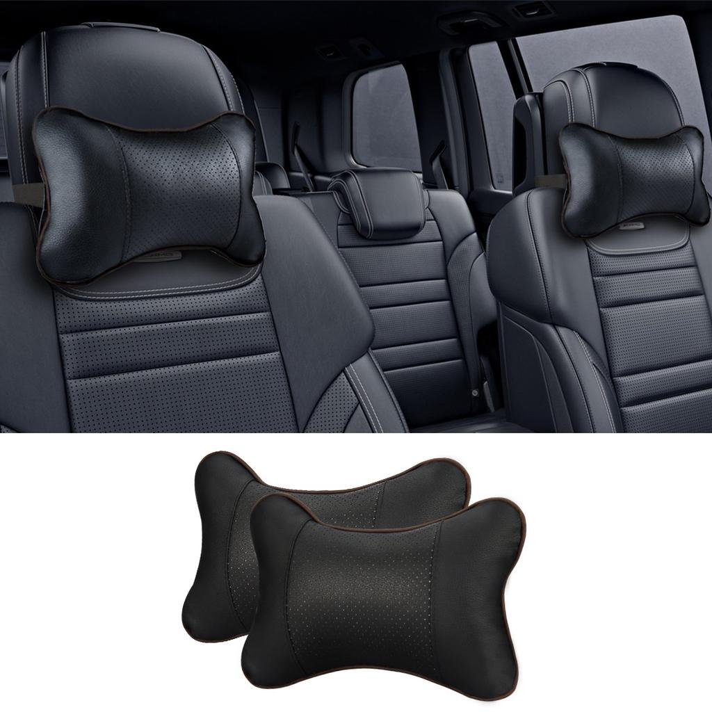 Car Seat Headrest Covers Car Leather Breathable Safety Pillow Auto Car Universal Head Neck Rest Pillow Pad For Car Travel Pillow