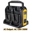 350W Power Inverter for Dewalt 20V 60V Li-ion Battery 4-Port Pure Sine Wave Inverter 20V To 120V/220-230V for Outdoor Camping