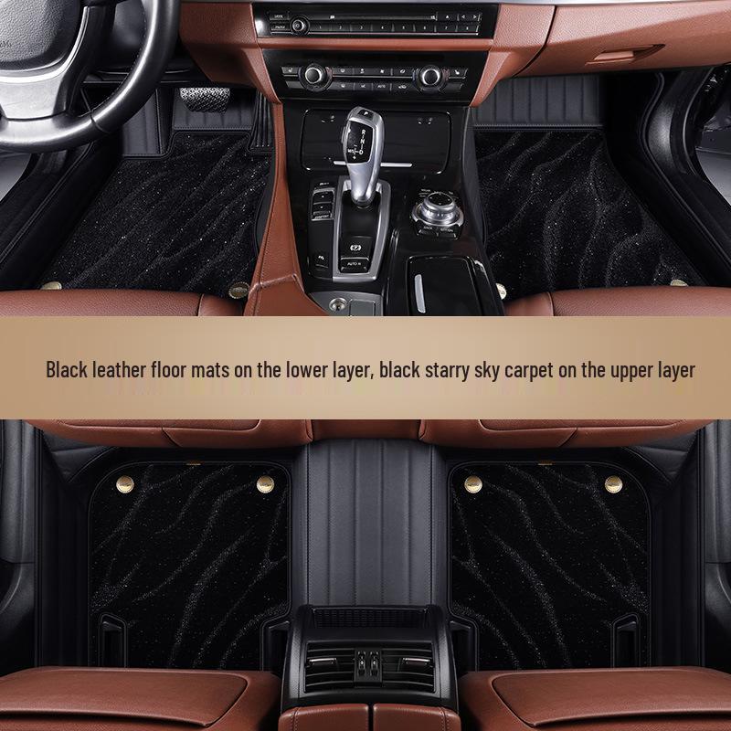 Genuine Leather Floor Mats for 22 VW Models: Magotan, Tiguan L, Teramont X, Passat - Full Coverage.