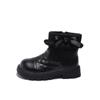 2024 Children Short Boots for Girls Autumn Winter New Fashion Sweet Bowtie Soft Bottom Anti-slippery Princess Chic Leather Shoes