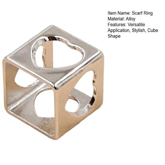 Cube Shape Scarf Ring Silk Scarf Holder Ring Fashion Cube Scarf Slide for Women Neckerchiefs Shirts Shawls