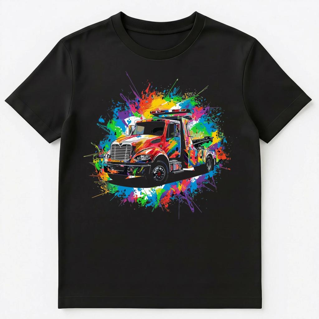 Färgstark Målsplasch Bärgningsbil Konst Grafisk Unisex T-shirt