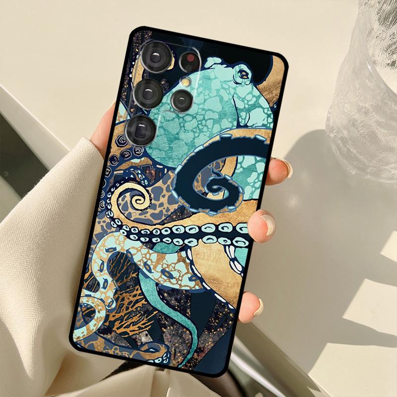 Coque Esthétique Océan Poulpe Pour Samsung Galaxy S23 S22 S21 Ultra Note 20 S8 S9 S10 Note 10 Plus S20 FE S21 FE Housse
