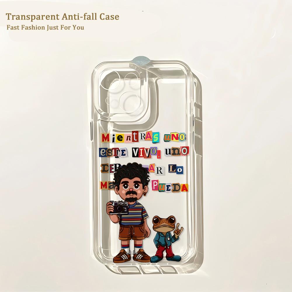 Karsts tālruņa vāciņš B-Bad Bunnys Art iPhone 17 16 16e 15 14 13 12 11 Mini Pro Max X XR XSMax 7 8 Air Plus Caurspīdīgs aizmugurējais vāciņš
