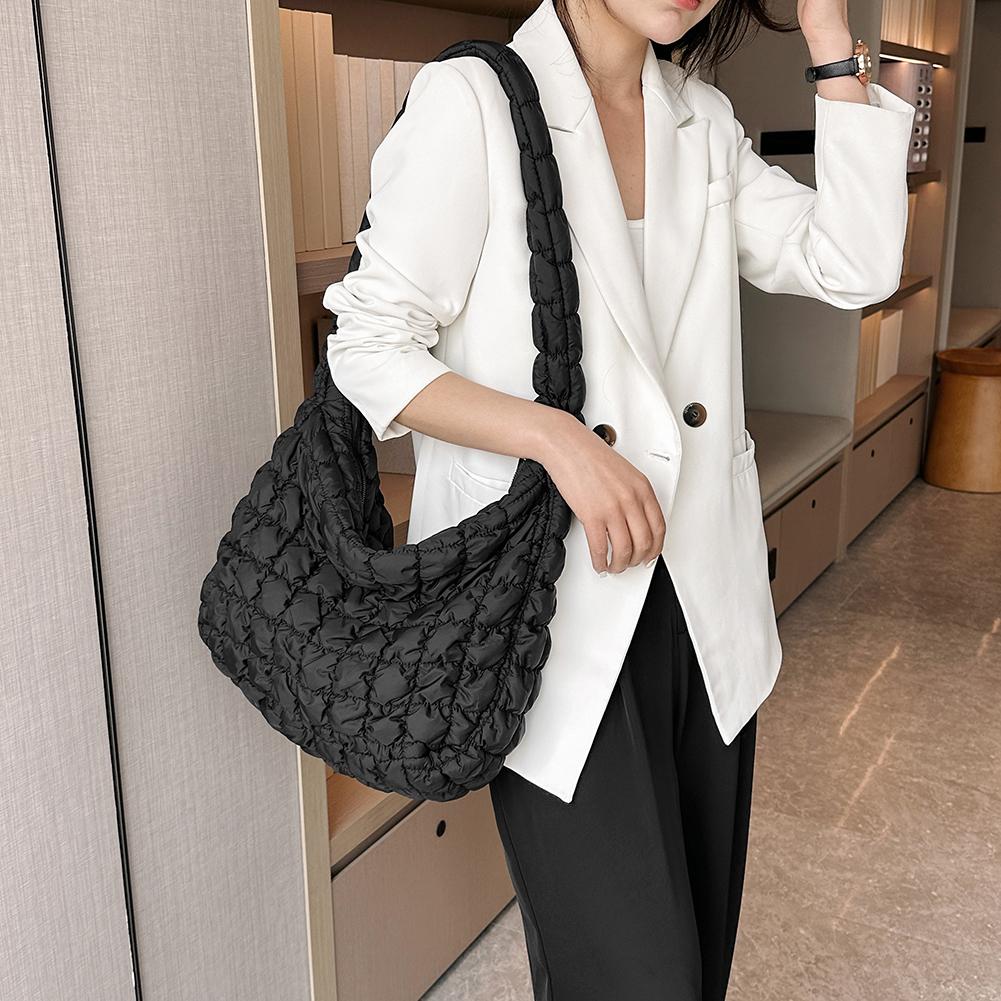 Quilted Padded Crossbody Bag for Women Pleated Bubbles Cloud Shoulder Bags Large Capacity Tote Bags Down Texture Crossbody Bag