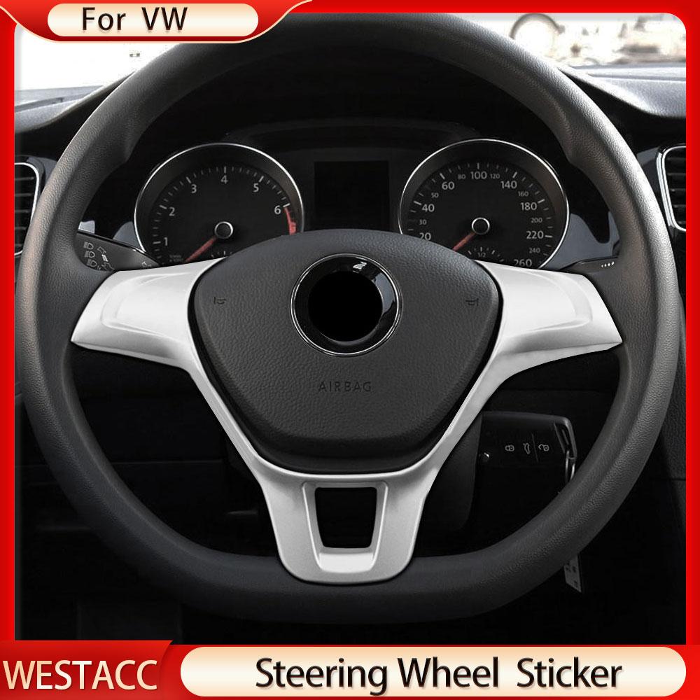 ABS Chrome Car Steering Wheel Cover Sticker Trim for Golf 7 GTI MK7 Jetta MK6 2015- Polo 2017-