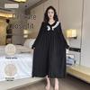 Autumn Plus Size Lace Long Sleeve Modal Dress - Versatile Women's Homewear Pajamas