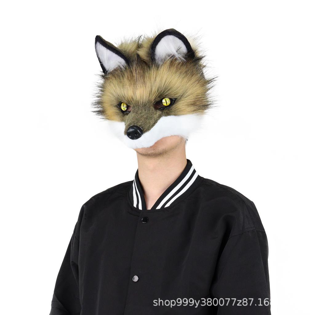 Maschera canina di peluche testa di lupo maschera mezza faccia testa singola costume cosplay Furui indossabile