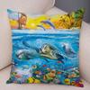 Turtle Shark Dolphin Animal Pillowcase Decor Underwater World Cushion Cover Soft Plush Pillow Case for Sofa Home Car 45x45cm