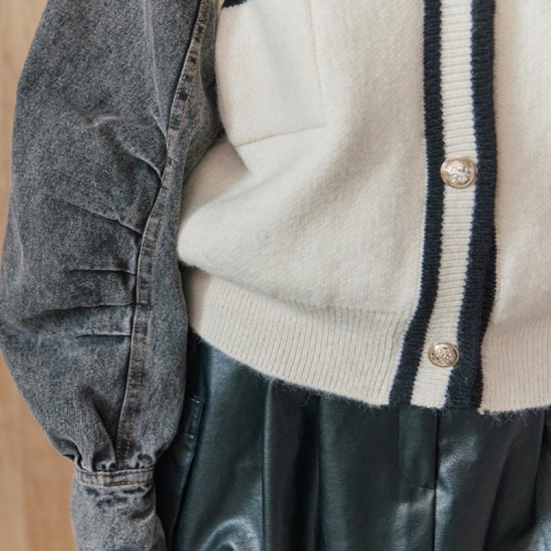 MAXZA Cardigan en maille bloc denim col V Zc10qj004on