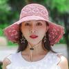 2025 Women's Korean Style Lace Dome Wide Brim Sun Hat - Summer Beach Knitted Sun Protection