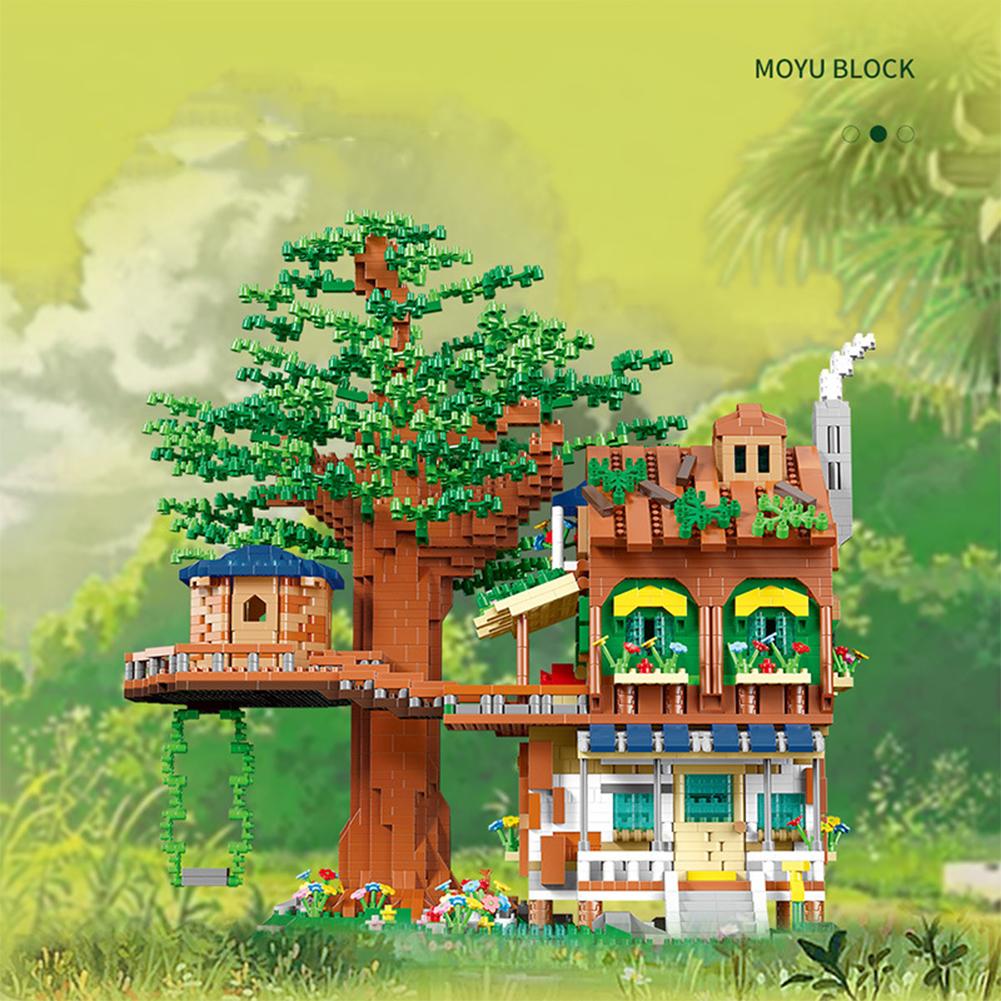 Diy Miniature Diamond Small Particles Assembled Building Blocks Forest Tree House Theme Puzzle Model Toys