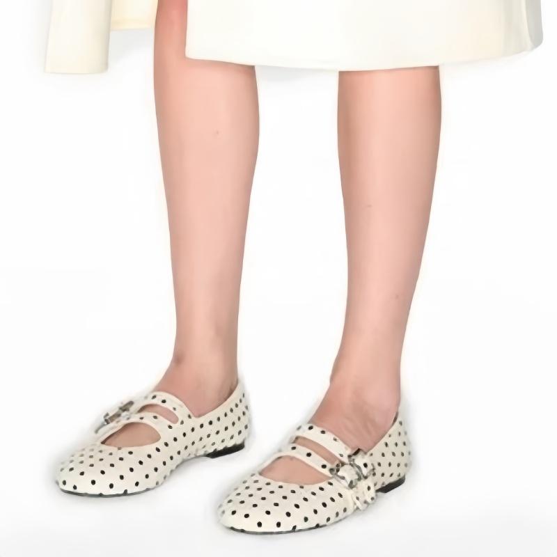 Fashion 2025 Autumn New French Style Women Flat Shoes Fashion Casual Elegant Polka Dot Shoes Mary Jane Low Heels Women Ballet Shoes