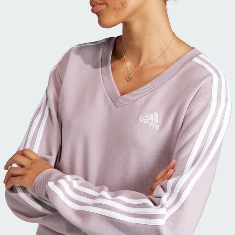 adidas Sweat-shirt Essentials 3-Stripes Col V Femme Sweat-shirt Rose Clair IR5302